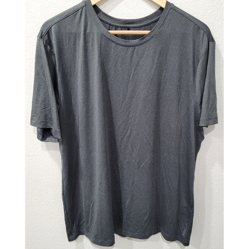 Athlio Mens Athletic Fit Crew Neck Gray T-Shirt Moisture-Wicking Fabric Size L